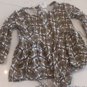 kate quinn Brown and Gray Floral Long-Sleeve Bodysuit
